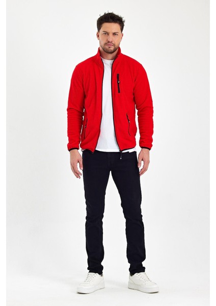 Erkek Polar Tam Fermuarlı Göğüs Fermuar Cepli Sweatshirt fırsatları