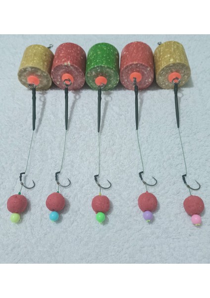 5 Adet Küspelli Boili'li Sazan Rig Takımı ( Çilek Boili )