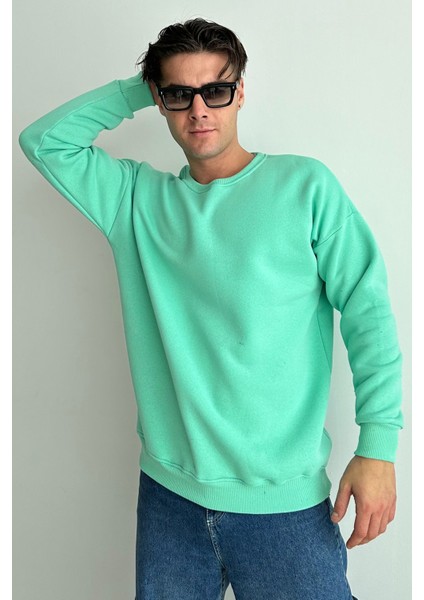 Erkek Bisiklet Yaka Oversize Sweatshirt