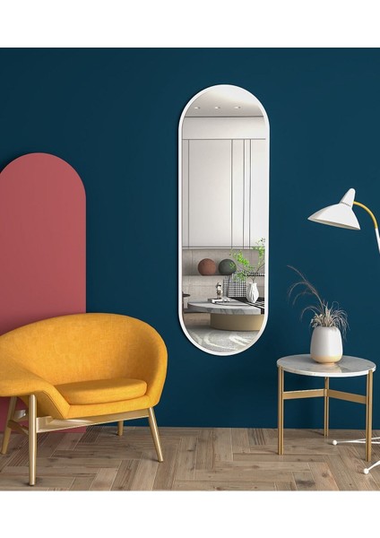 Beyaz Oval Dekoratif Boy Aynası 150 x 50 cm Fenomen Ayna modelleri