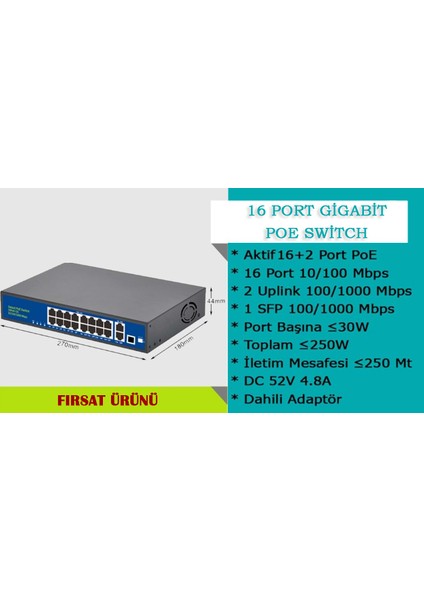 16 Port Gigabit Poe Switch