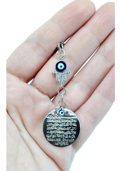 Parlak Taşlı Hamsi Elı Araba Dikiz Ayna Süsü Metal Ayetel Kürsi, Lüks Yeni Araba Hediyesi