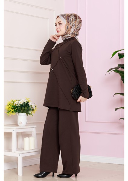 Önü Taşlı Iki Iplik Takım-Kahverengi fiyatları