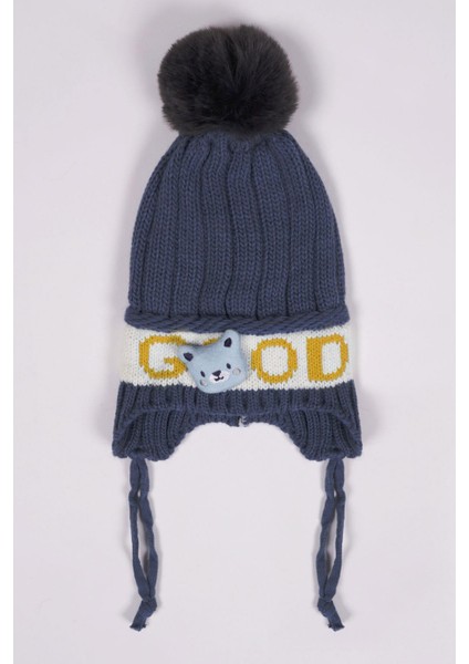 Kız Çocuk Hardal Renkli Ayıcıklı Bere