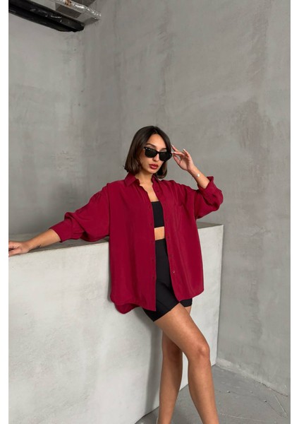 Kadın Modal Kumaş Oversize Kalıp Gömlek NBG069