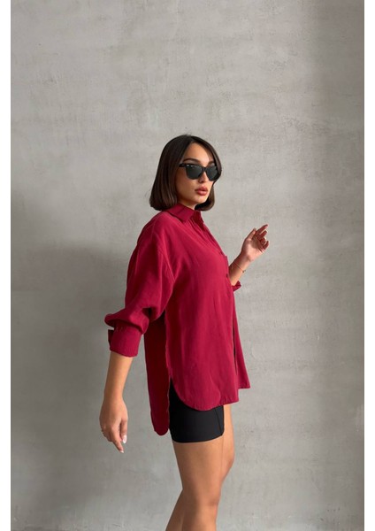 Kadın Modal Kumaş Oversize Kalıp Gömlek NBG069