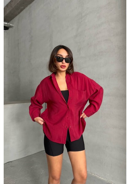 Kadın Modal Kumaş Oversize Kalıp Gömlek NBG069
