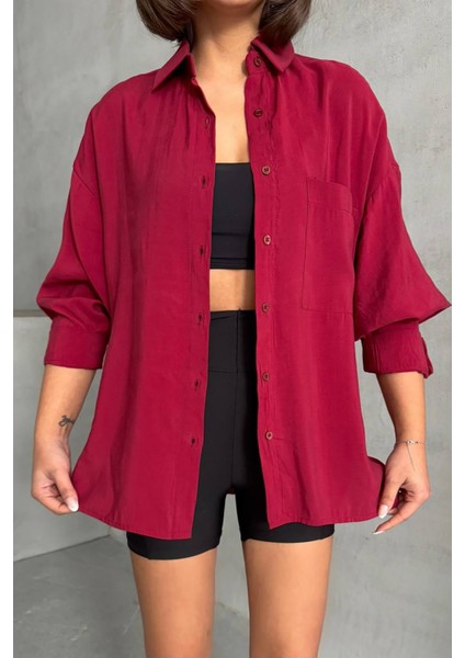 Kadın Modal Kumaş Oversize Kalıp Gömlek NBG069