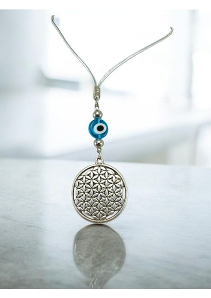 Metal Yaşam Çiçeği Araba Dikiz Ayna Süsü, El Yapımı Cam Turkuaz Nazar Boncuğu Yeni Araba Hediyesi modelleri