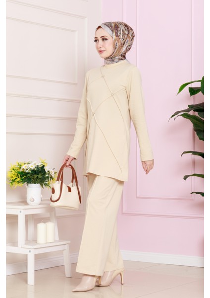 Önü Taşlı Iki Iplik Takım-Bej fiyatları