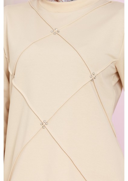 Önü Taşlı Iki Iplik Takım-Bej fırsatları