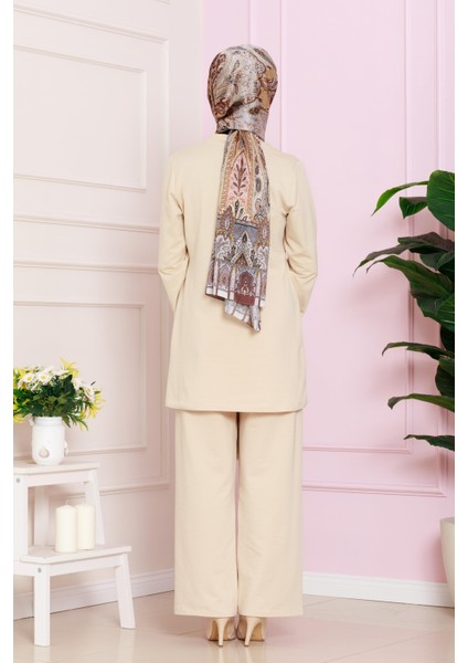 Önü Taşlı Iki Iplik Takım-Bej indirimleri