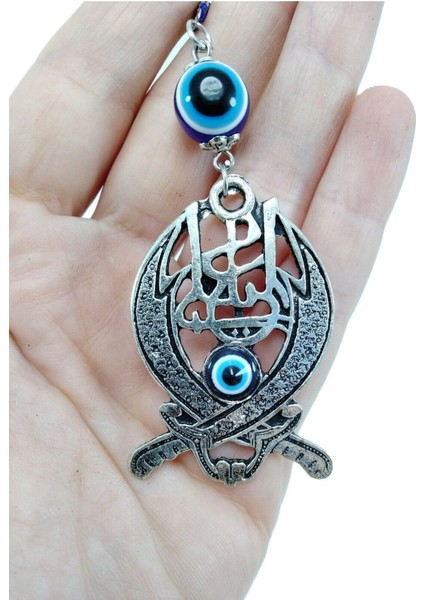 Mavi Nazar Boncuğu Metal Tuğra Araba Dikiz Ayna Süsü Hediyelik Aksesuar