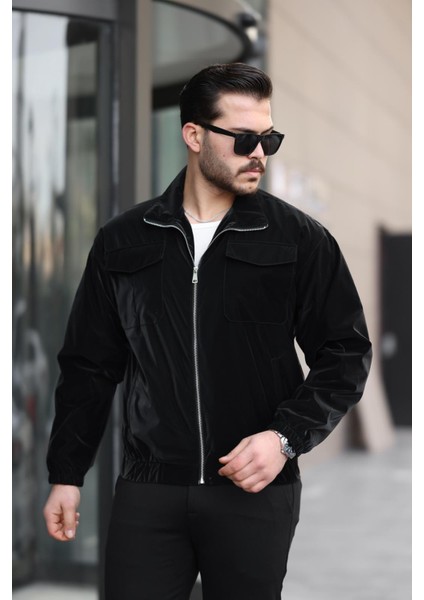 Nova Parlak Çift Cepli Su Itici Slim Fit Erkek Yağmurluk Mont