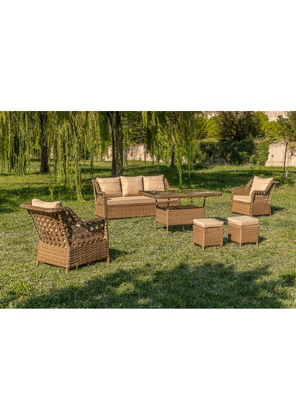 Oscar Rattan Bahçe Mobi̇lyasi 3+1+1 Masali Garanti̇li̇