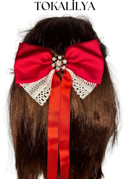 Kadın Saten Dantelli Fiyonk Toka