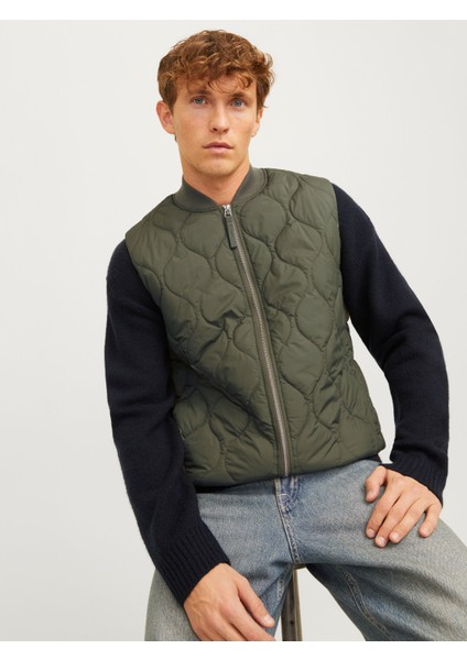 Jack&jones 12258386 Jjkoda Lıner Vest Erkek Spor Yelek Haki Yeşil modelleri