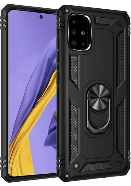 Samsung Galaxy A71 (A715F) Yüzüklü Tank Kılıf Siyah