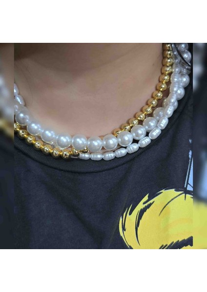 Çoklu Gold İnci Kolye