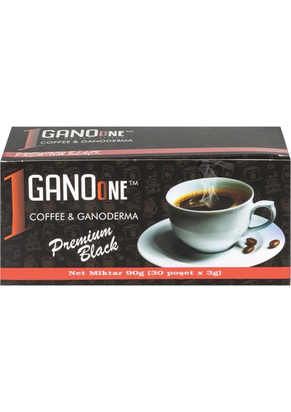 13 Kutu Ganoone Premium Black, Ganoderma Reishi Mantarı Özütlü Kahve Karışımı - (390 Poşet x 3g)