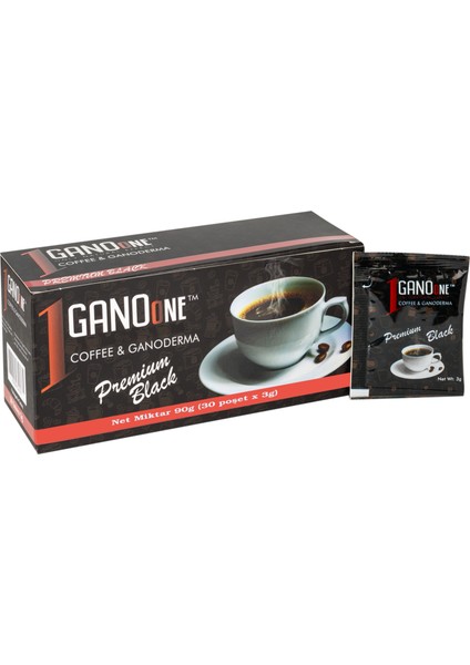 13 Kutu Ganoone Premium Black, Ganoderma Reishi Mantarı Özütlü Kahve Karışımı - (390 Poşet x 3g)