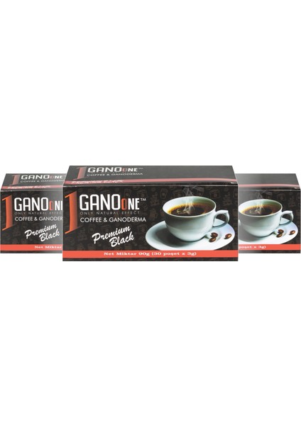 13 Kutu Ganoone Premium Black, Ganoderma Reishi Mantarı Özütlü Kahve Karışımı - (390 Poşet x 3g)