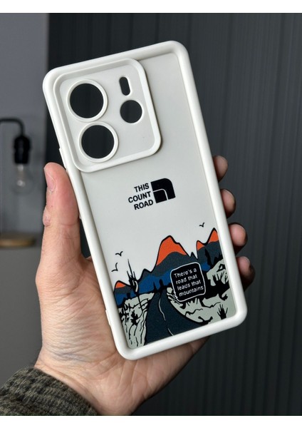 Xiaomi Redmi Note 14 Kılıf Yumuşak Kalın Kenarlı Mountai Dağ Kuşu Desenli 3D Kamera Korumalı Lansman Silikon Kapak
