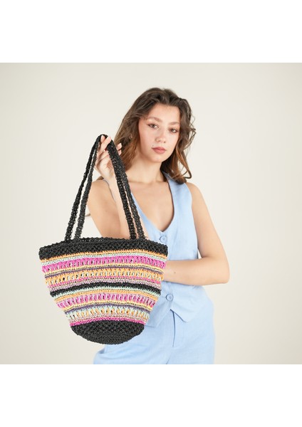 El Örgüsü Rafya Kadın Omuz Çantası