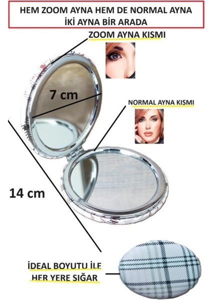 Ayna Makyaj Aynası El Çanta Cep Çanta Aynası Taşınabilir Mini Ayna Kompakt Zoom Özellikli modelleri