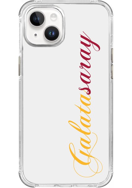 Apple iPhone 13 Galatasaray El Yazı Sarı Kırmızı Şeffaf Telefon Kılıfı