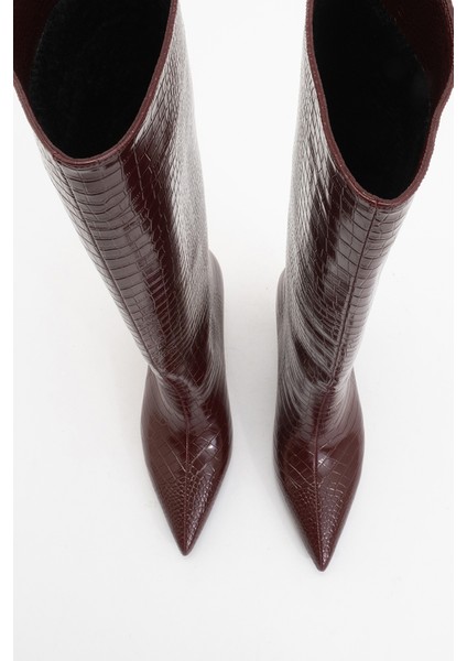 Camila Bordo Baskı Kadın Topuklu Çizme fiyatları