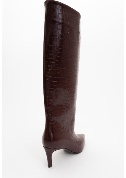 Camila Bordo Baskı Kadın Topuklu Çizme fırsatları