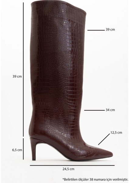 Camila Bordo Baskı Kadın Topuklu Çizme indirimleri