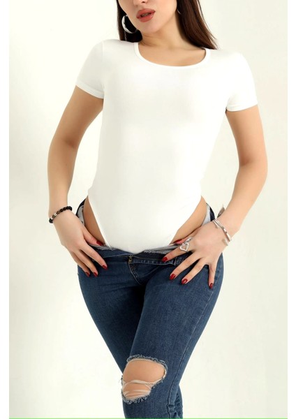 Bisiklet Yaka Kısa Kollu Bodysuit fiyatları