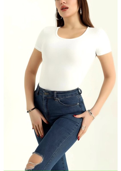 Bisiklet Yaka Kısa Kollu Bodysuit modelleri