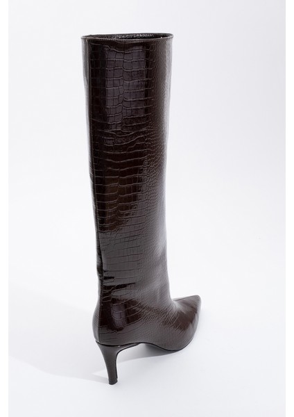 Camila Kahve Baskı Kadın Topuklu Çizme modelleri