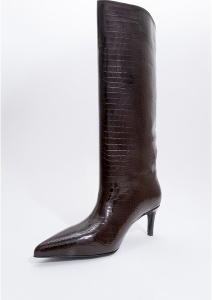 Camila Kahve Baskı Kadın Topuklu Çizme fırsatları