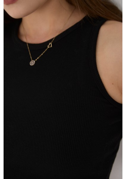 Halter Yaka Fitilli Askılı Crop Atlet Bluz