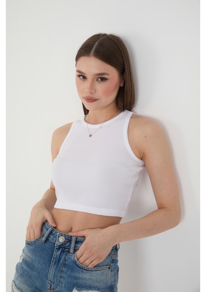 Halter Yaka Fitilli Askılı Crop Atlet Bluz indirimleri