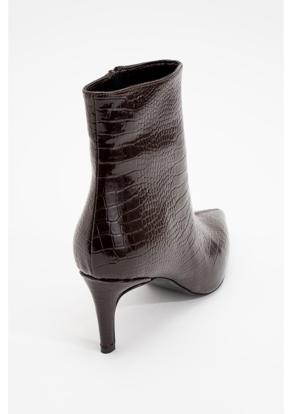 Noya Kahverengi Baskı Sivri Burun Kadın Ince Topuklu Bot fırsatları