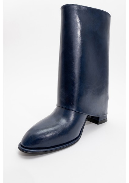 Ellas Lacivert Cilt Kadın Kalın Topuklu Bot modelleri