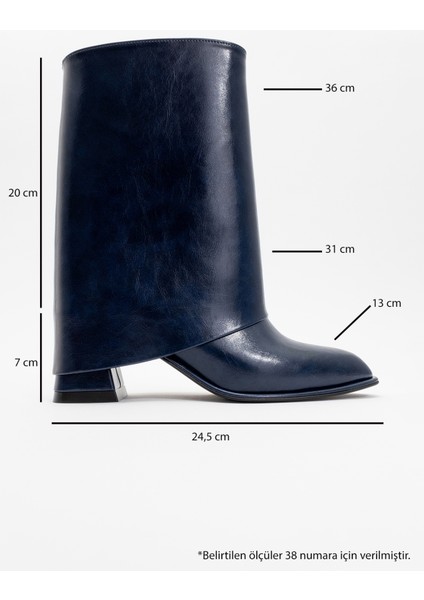 Ellas Lacivert Cilt Kadın Kalın Topuklu Bot indirimleri