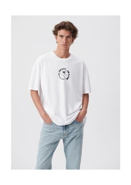 JEANS BASKILI TİŞÖRT