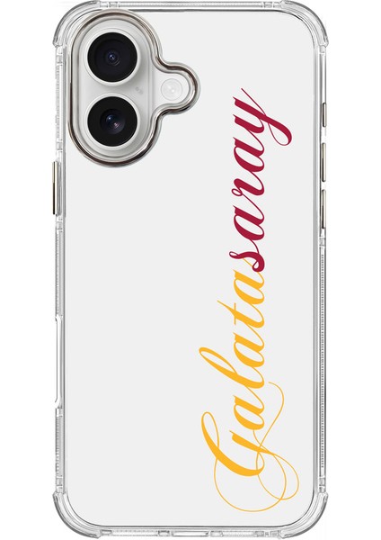 Apple iPhone 16 Galatasaray El Yazı Sarı Kırmızı Şeffaf Telefon Kılıfı