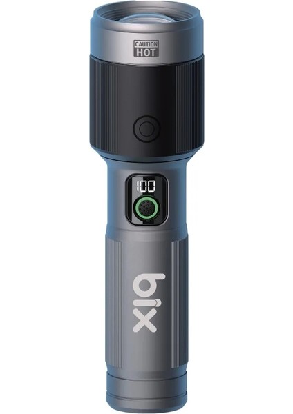 Flashlight BX5101FL 60W Led, Max. 2300 Lümen Parlaklık ve 850 Metreye Kadar Uzun Menzilli, Şarj Edilebilir, LED Güç Göstergeli ve Çok Modlu Kompakt El Feneri