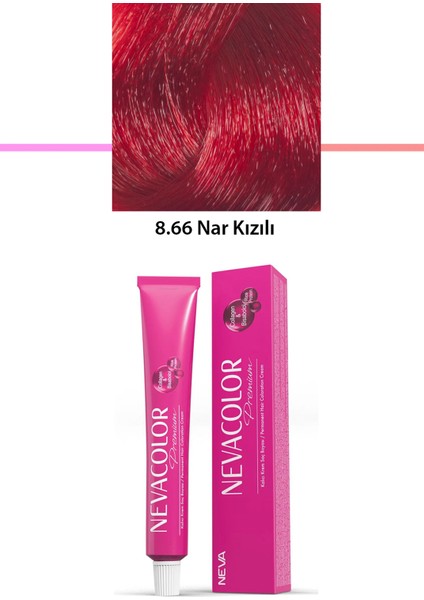 Premium 8.66 Nar Kızılı - Kalıcı Krem Saç Boyası 50 g Tüp