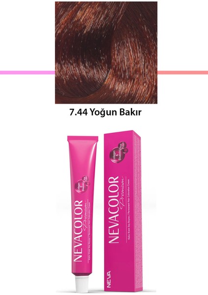 Premium 7.44 Yoğun Bakır - Kalıcı Krem Saç Boyası 50 g Tüp