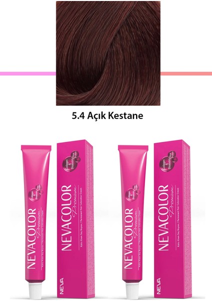 2 Li Set Premium 5.4 Açık Kestane - Kalıcı Krem Saç Boyası 2 x 50 g Tüp