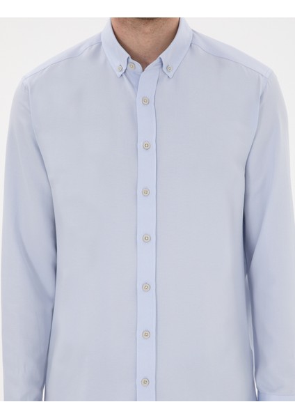 Erkek Açık Mavi Slim Fit Oxford Gömlek Uzunkol 50304764-VR003
