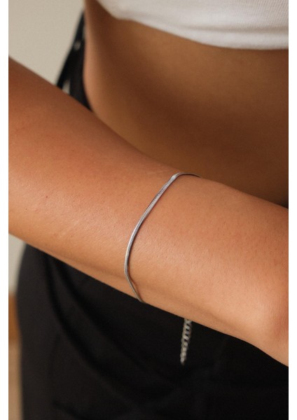 Çelik İnce İtalyan Bileklik Balık Sırtı Model Kararmaz 17+6 cm 2 mm Günlük Kullanıma Uygun